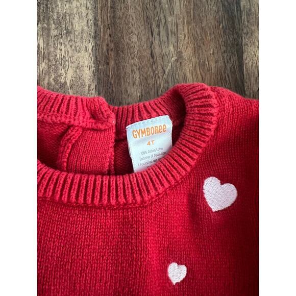 Gymboree Girls Red Long Sleeve Heart Print Sweater Dress Size 4T - Picture 2 of 7
